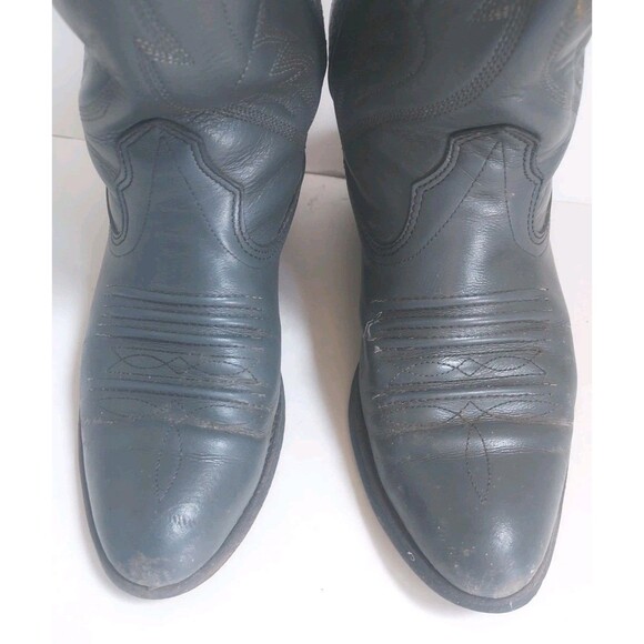 Mens Gray Leather Fancy Stitched Pointed Toe Western Boots Size 7.5D - Picture 6 of 10